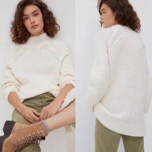 Anthropologie | Moth Mock Neck Tunic Ivory Sweater - Size Small